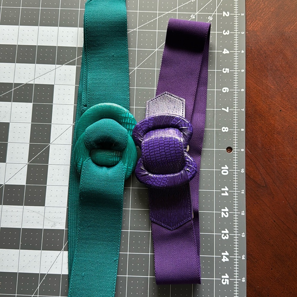 Two Elastic Belts Green and Purple